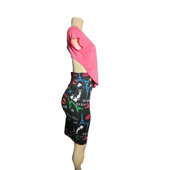 Cleo Paris Skirt & Top Set black body con skirt multi colored crop top options - Picture 12 of 16
